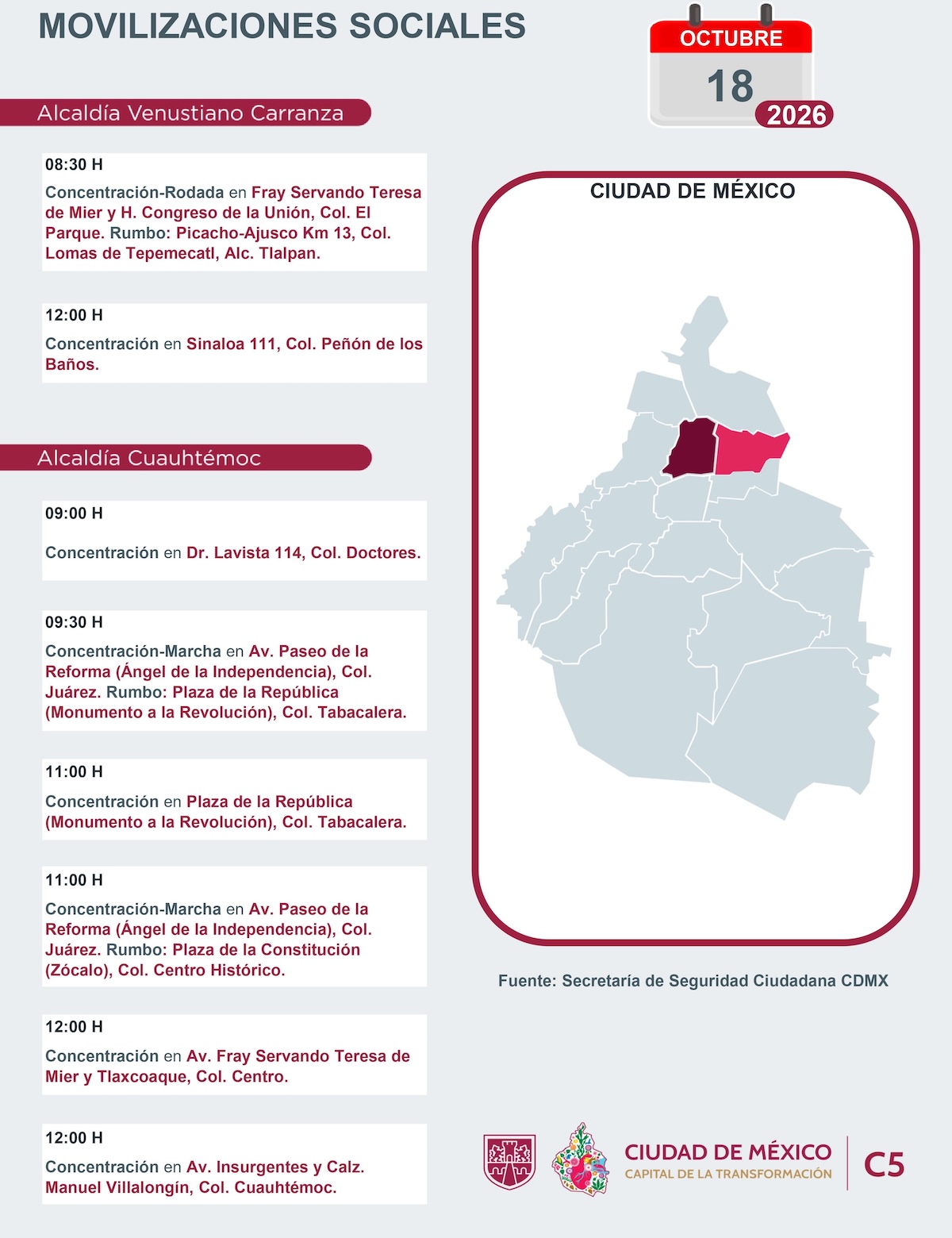 Alcaldías afectadas por bloqueos en CDMX hoy 18 de octubre