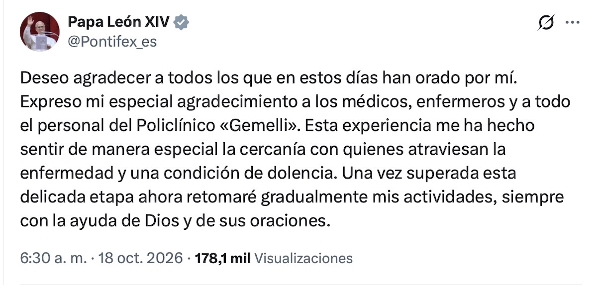 Papa León XIV reaparece tras cirugía por cáncer de pulmón