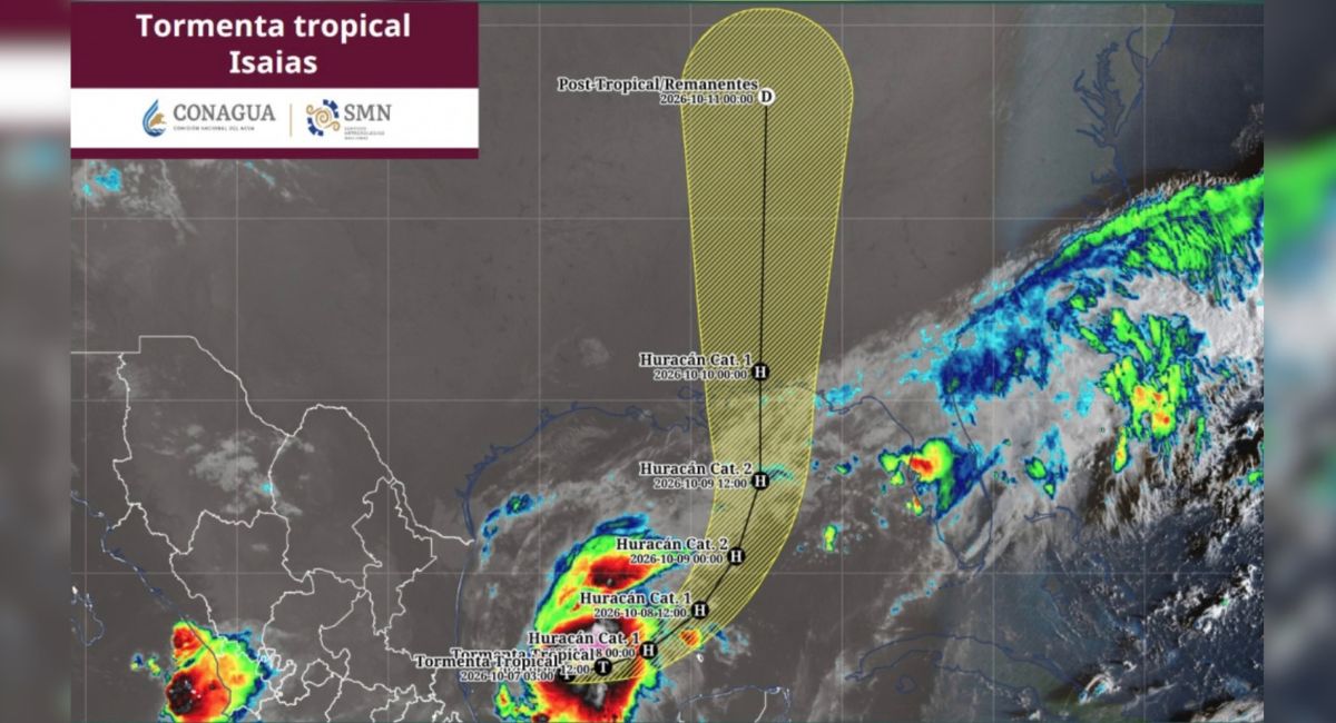 'Isaías' pasaría como huracán categoría 1 al norte de Yucatán este jueves
