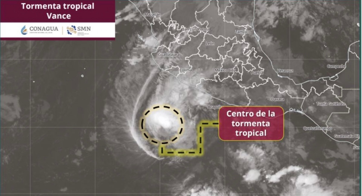 'Vance' se mantiene como tormenta tropical frente a Colima y Jalisco